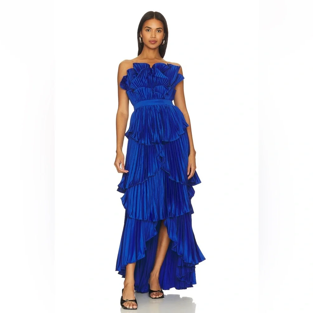 AMUR Judah Scallop Pleated Dress in Deep Waters - Picture 1 of 8